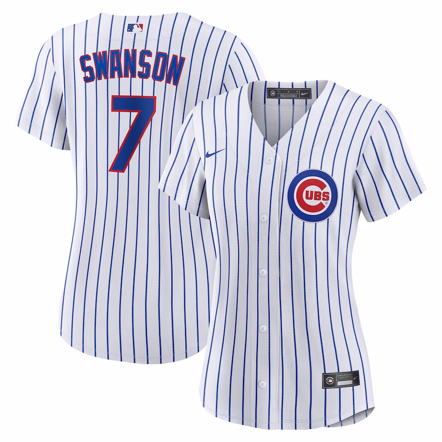 Women's Chicago Cubs Dansby Swanson Nike White/Royal Home Replica Player Jersey - ujerseystore