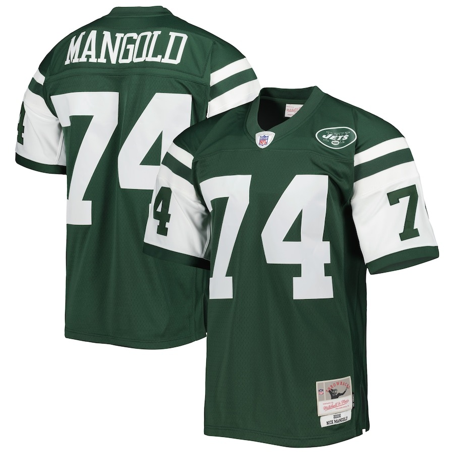 Men's New York Jets Nick Mangold Mitchell & Ness Green Legacy Replica Jersey - ujerseystore