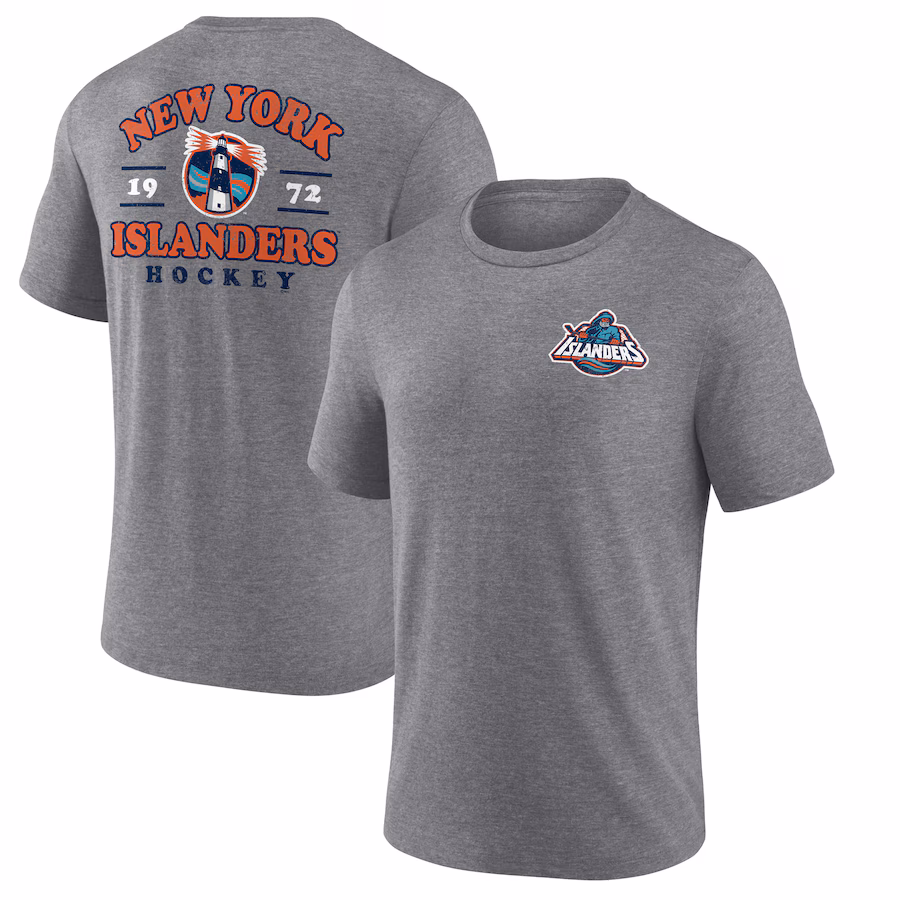 Men's New York Islanders Heather Gray Winger Tri-Blend T-Shirt - ujerseystore