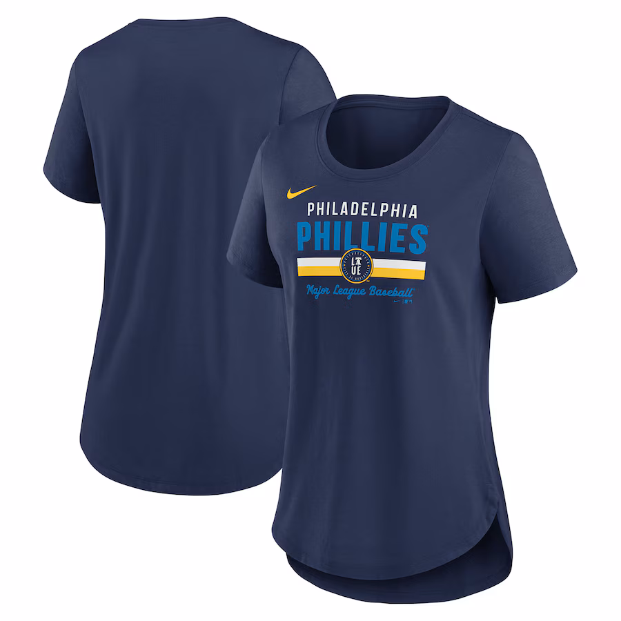 Women's Philadelphia Phillies Nike Navy City Connect Lockup Tri-Blend T-Shirt - ujerseystore