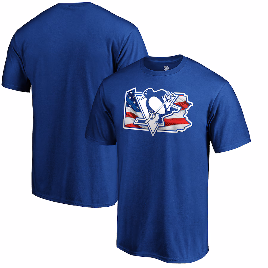 Men's Pittsburgh Penguins Royal NHL Banner State T-Shirt - ujerseystore
