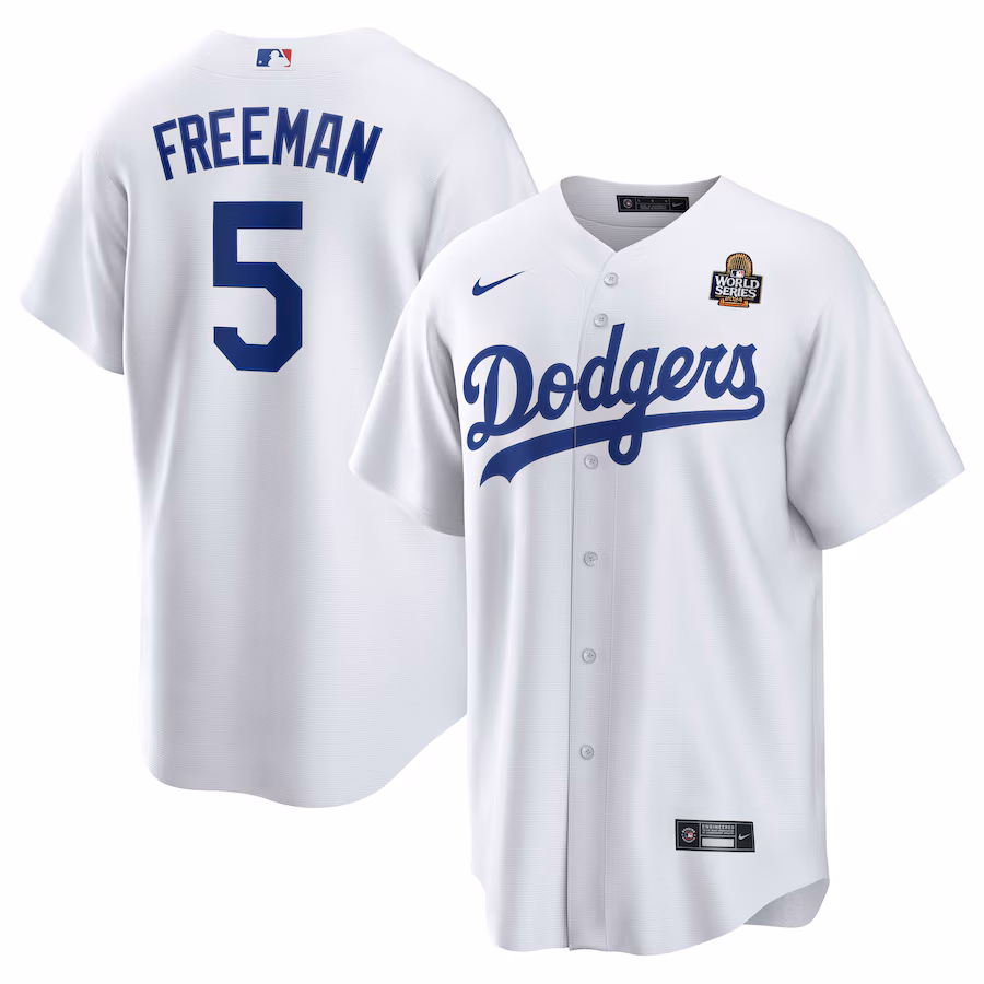 Men's Los Angeles Dodgers Freddie Freeman Nike White 2024 World Series Home Replica Player Jersey - ujerseystore