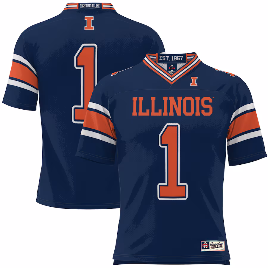 Men's GameDay Greats #1 Navy Illinois Fighting Illini Football Jersey - ujerseystore