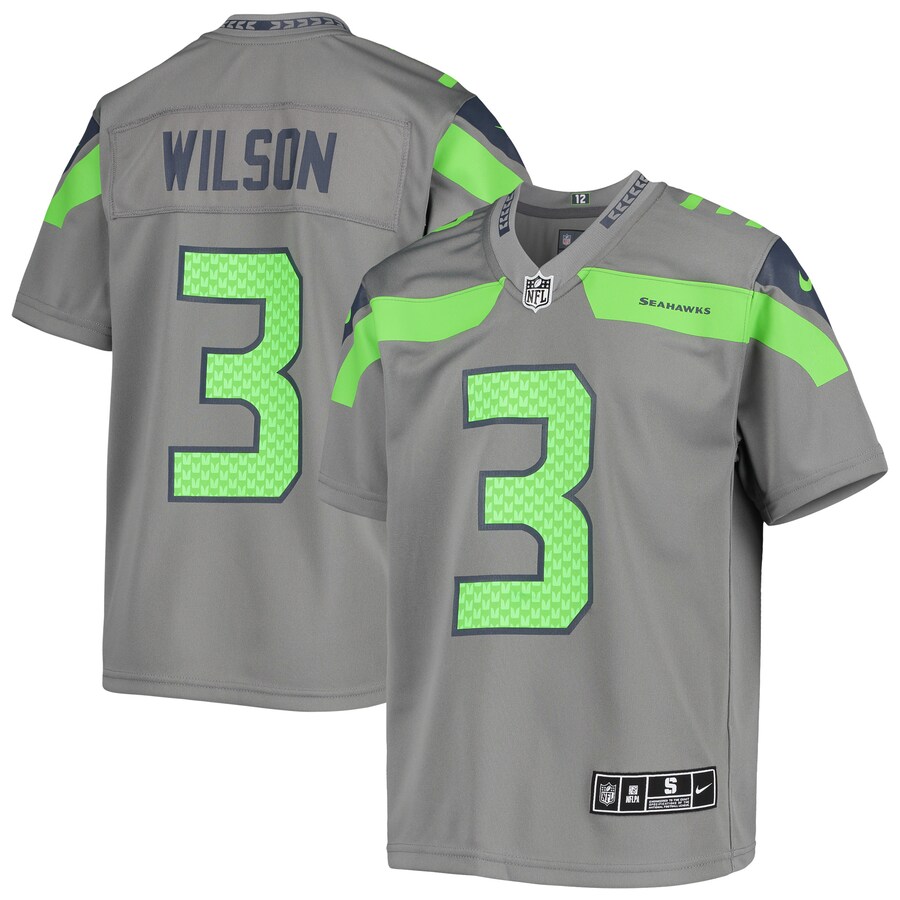 Youth Seattle Seahawks Russell Wilson Nike Gray Inverted Team Game Jersey - ujerseystore