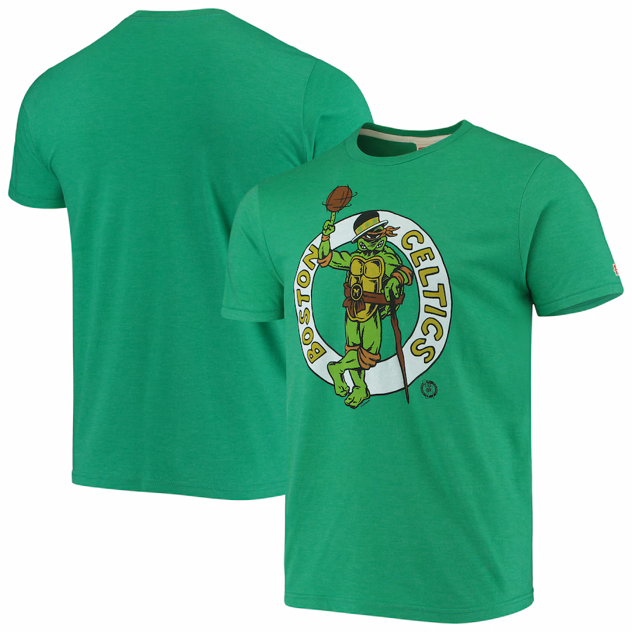 Men's Boston Celtics Homage Kelly Green NBA x Teenage Mutant Ninja Turtles Tri-Blend T-Shirt - ujerseystore