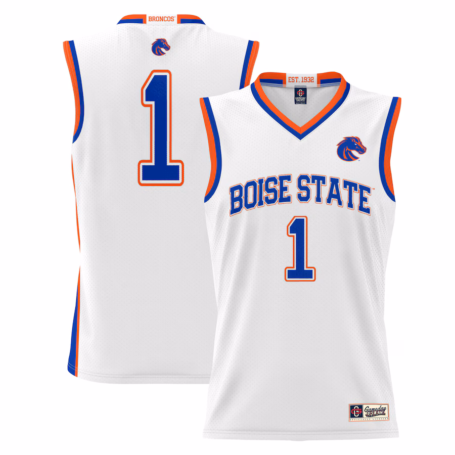 #1 Boise State Broncos GameDay Greats Youth Lightweight Basketball Jersey - White - ujerseystore
