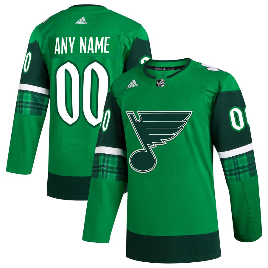 Men's St. Louis Blues  adidas Kelly Green St. Patrick's Day Authentic Custom Jersey - ujerseystore