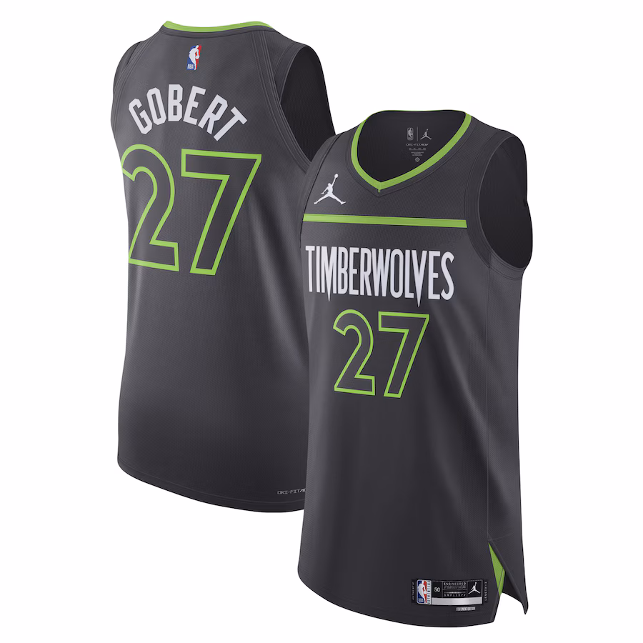 Men's Minnesota Timberwolves Rudy Gobert Jordan Brand Anthracite Authentic Player Jersey - Statement Edition - ujerseystore