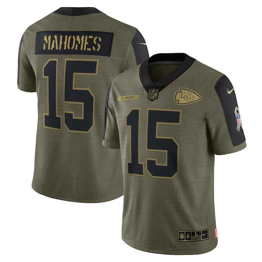 Men's Kansas City Chiefs Patrick Mahomes Nike Olive Salute To Service Limited Player Jersey - ujerseystore