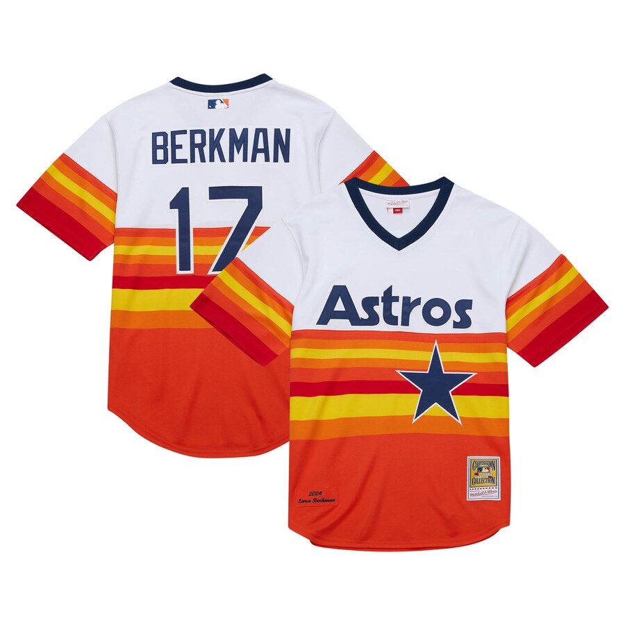 Men's Houston Astros Lance Berkman Mitchell & Ness White 2004 Cooperstown Collection Authentic Throwback Jersey - ujerseystore
