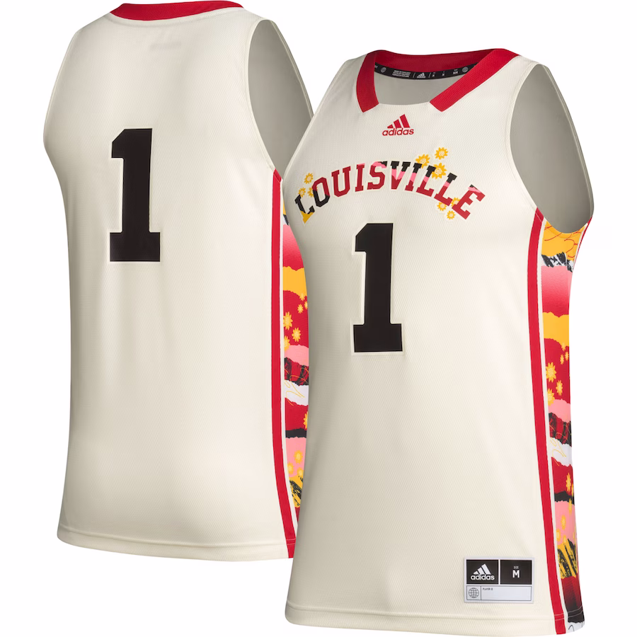 #1 Louisville Cardinals adidas Honoring Black Excellence Basketball Jersey - Khaki - ujerseystore