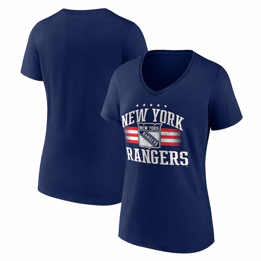 Women's New York Rangers Navy Americana Team V-Neck T-Shirt - ujerseystore