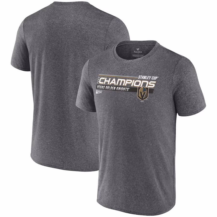 Men's Vegas Golden Knights Fanatics Heather Charcoal 2023 Stanley Cup Champions Shift Performance T-Shirt - ujerseystore