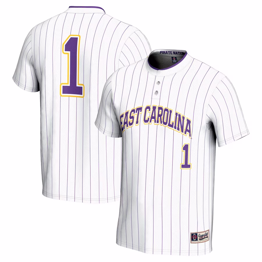 #1 ECU Pirates GameDay Greats Youth Lightweight Softball Jersey - White - ujerseystore