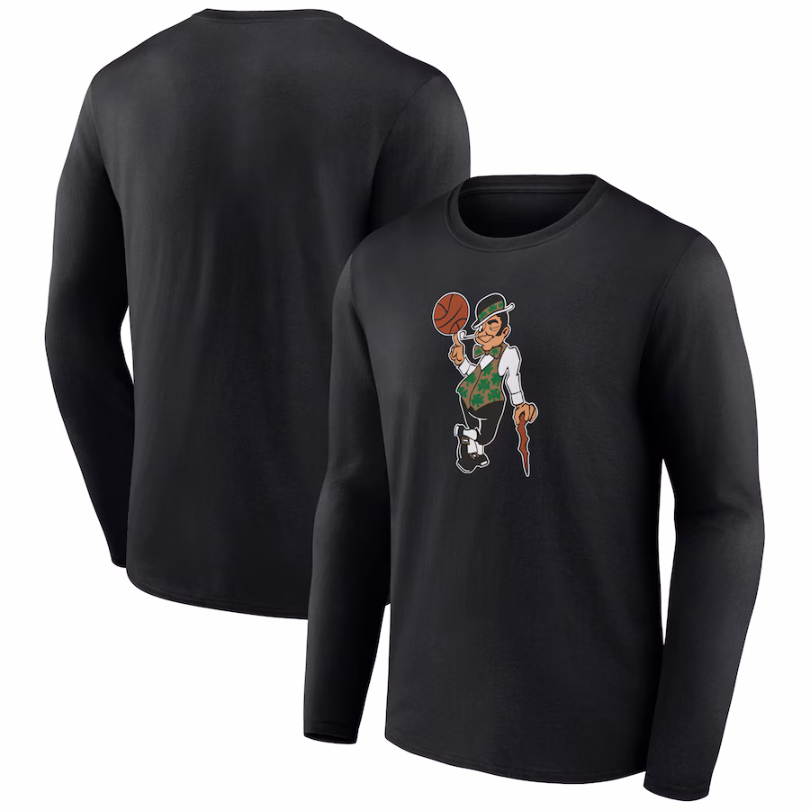 Men's Boston Celtics  Black Alternate Logo Long Sleeve T-Shirt - ujerseystore