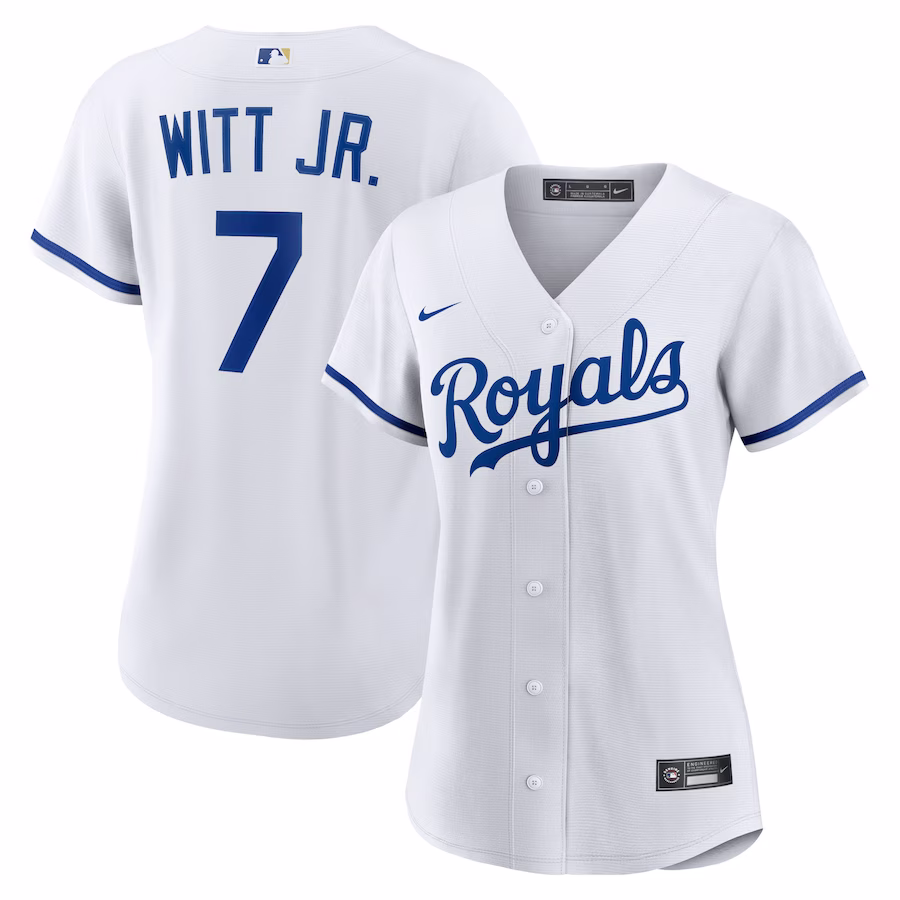 Women's Kansas City Royals Bobby Witt Jr. Nike White Home Replica Player Jersey - ujerseystore
