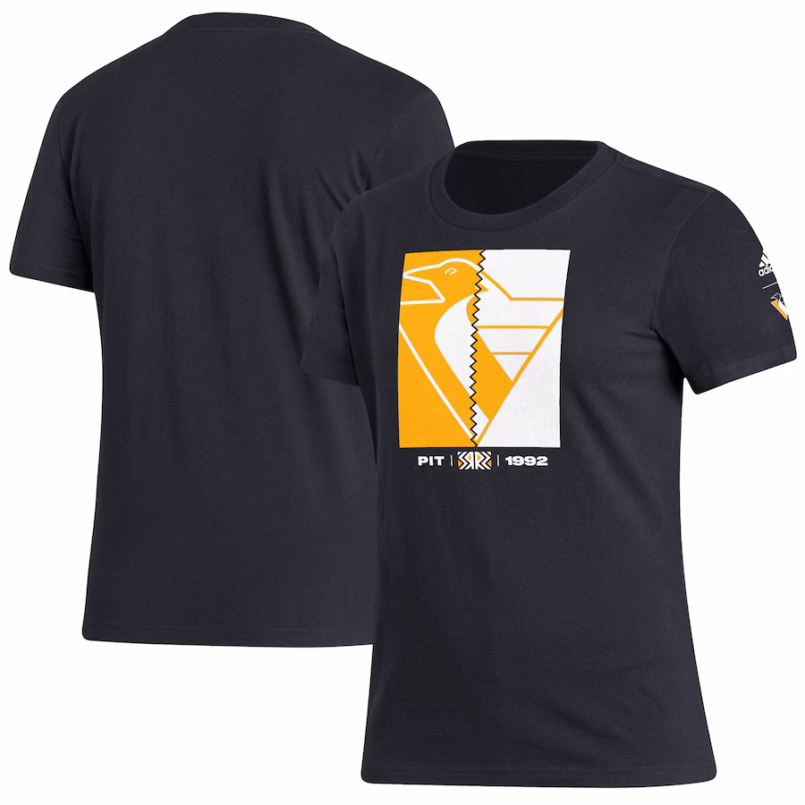 Women's Pittsburgh Penguins adidas Black Reverse Retro 2.0 Playmaker T-Shirt - ujerseystore