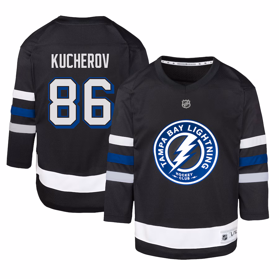 Youth Tampa Bay Lightning Nikita Kucherov Black Alternate Replica Player Jersey - ujerseystore