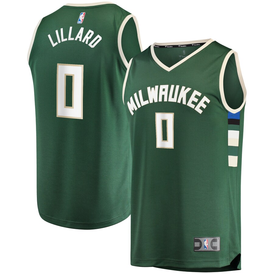 Men's Milwaukee Bucks Damian Lillard Fanatics Hunter Green Fast Break Player Jersey - Icon Edition - ujerseystore