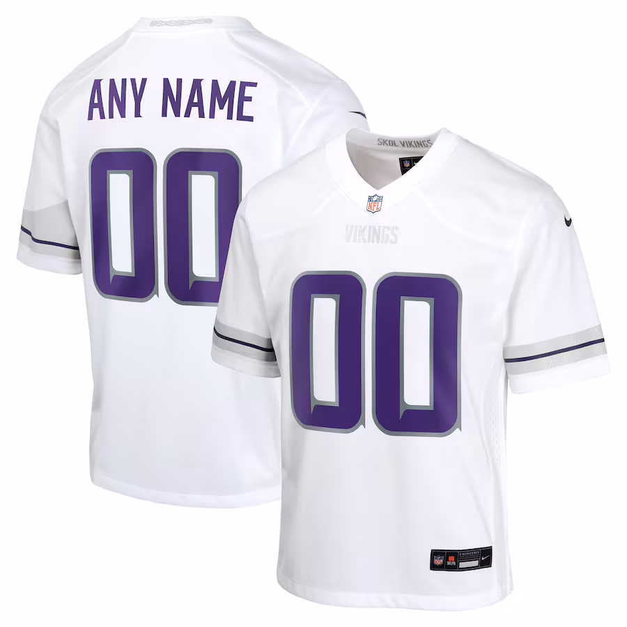 Youth Minnesota Vikings Nike White Alternate Custom Game Jersey - ujerseystore
