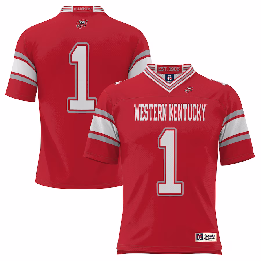 #1 Western Kentucky Hilltoppers GameDay Greats Endzone Football Jersey - Red - ujerseystore