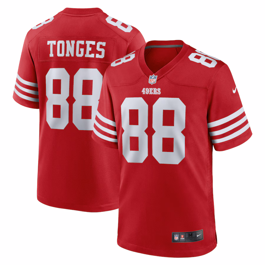 Men's San Francisco 49ers Jake Tonges Nike  Scarlet Team Game Jersey - ujerseystore