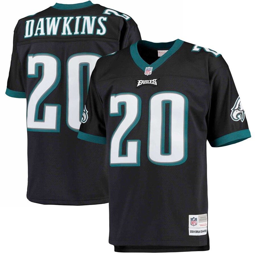 Men's Philadelphia Eagles Brian Dawkins Mitchell & Ness Black Big & Tall 2004 Retired Player Replica Jersey - ujerseystore