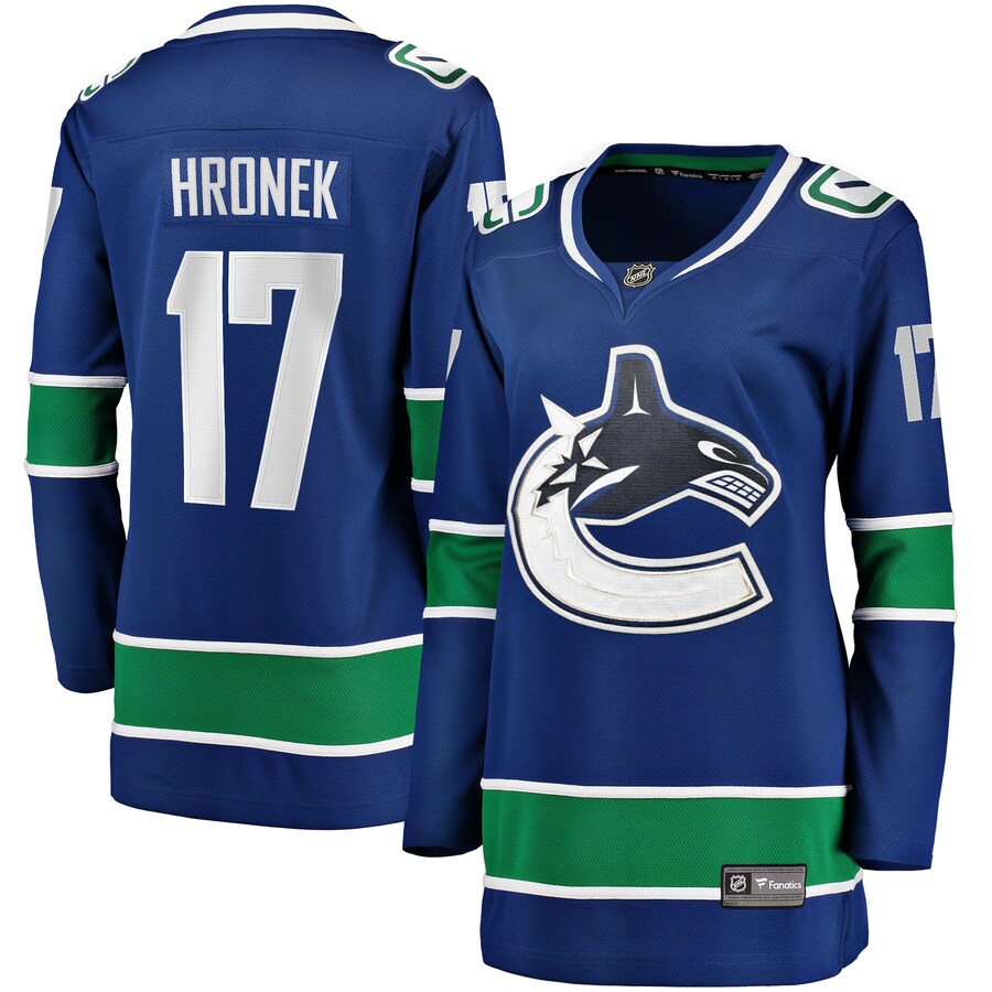 Women's Vancouver Canucks Filip Hronek Fanatics Branded Blue Home Breakaway Jersey - ujerseystore