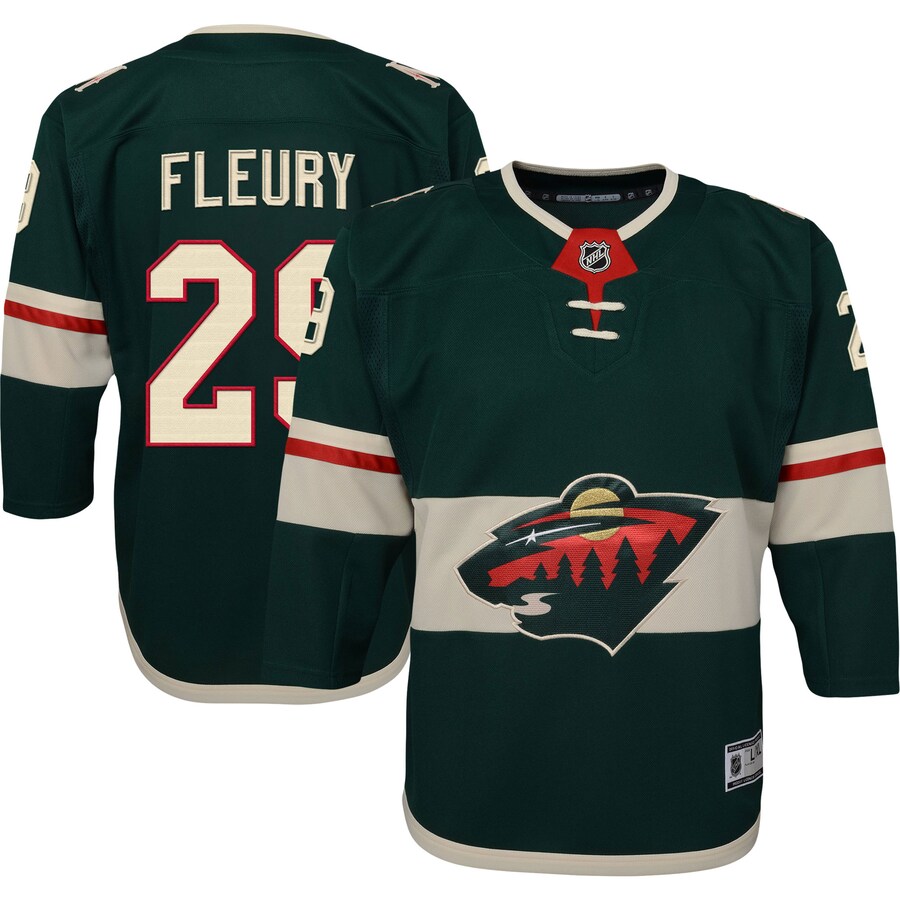 Youth Minnesota Wild Marc-Andre Fleury Green Home Premier Player Jersey - ujerseystore