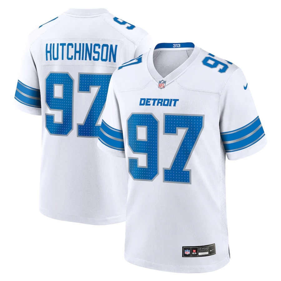 Men's Detroit Lions Aidan Hutchinson Nike White Game Jersey - ujerseystore
