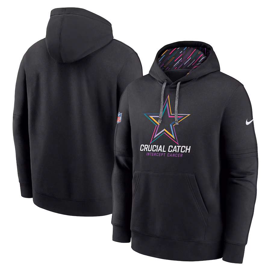 Men's Dallas Cowboys Nike Black 2024 NFL Crucial Catch Club Pullover Hoodie - ujerseystore