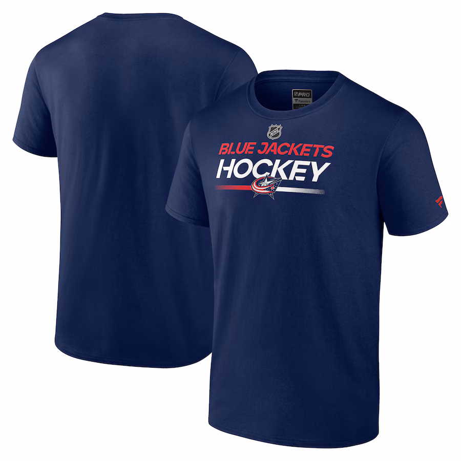Men's Columbus Blue Jackets Fanatics Navy Authentic Pro Primary T-Shirt - ujerseystore