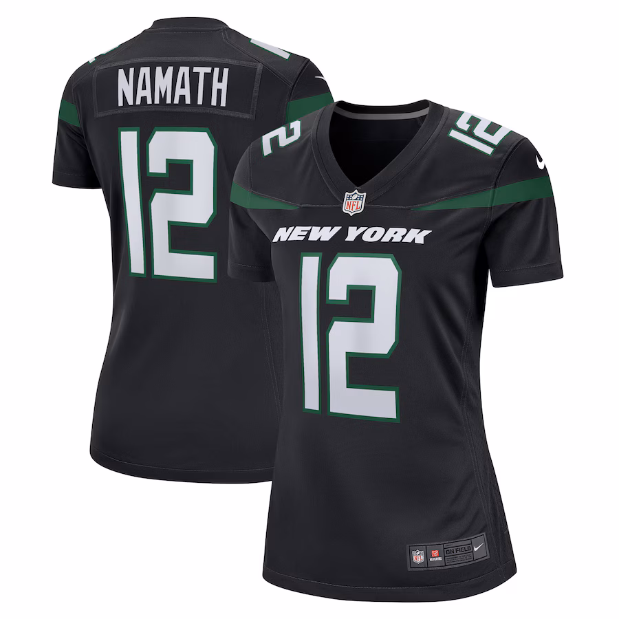 Women's New York Jets Joe Namath Nike Black Retired Player Jersey - ujerseystore