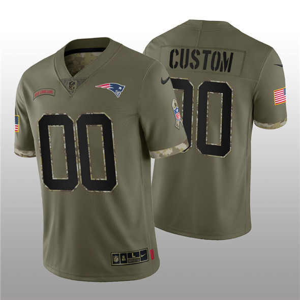 Men's New England Patriots ACTIVE PLAYER Custom 2022 Olive Salute To Service Limited Stitched Jersey - ujerseystore