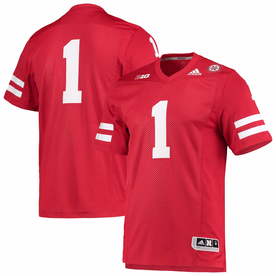 #1 Nebraska Huskers adidas Team Premier Football Jersey - Scarlet - ujerseystore