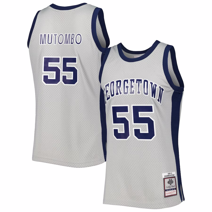 Dikembe Mutombo Georgetown Hoyas Mitchell & Ness 1990/91 Swingman Jersey - Gray - ujerseystore