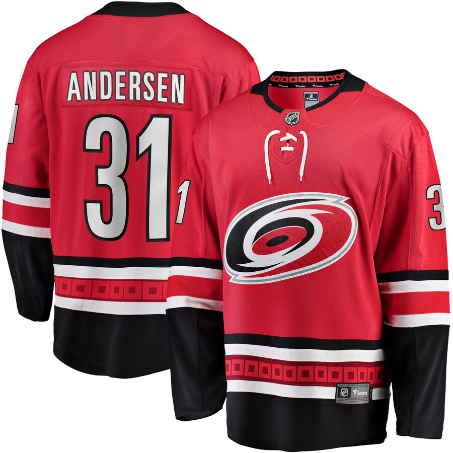 Men's Carolina Hurricanes Frederik Andersen Fanatics Branded Red Alternate Breakaway Player Jersey - ujerseystore