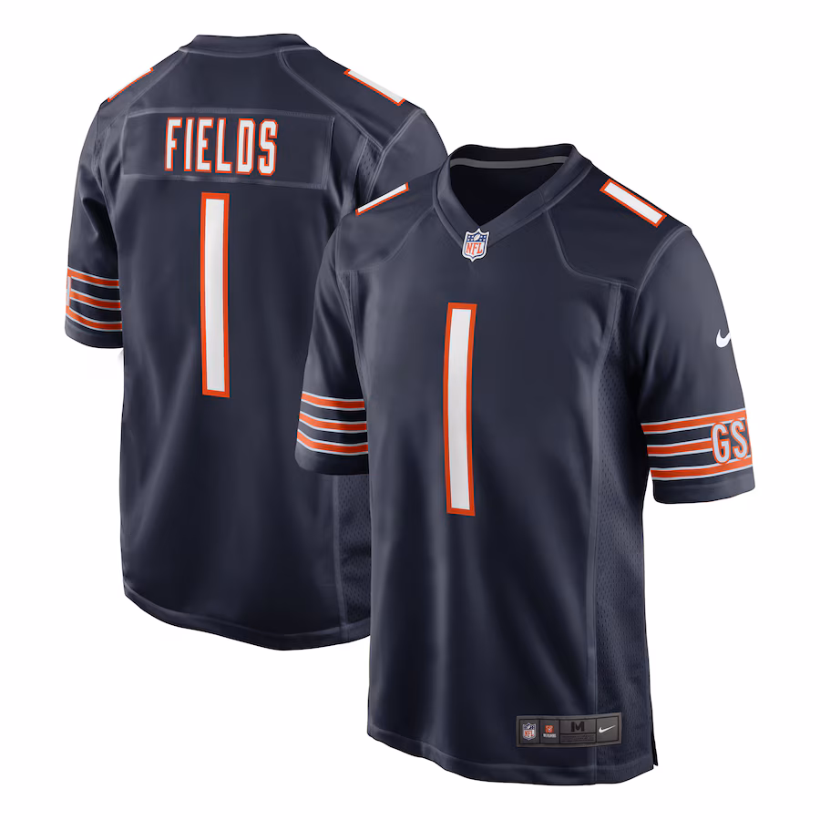 Men's Chicago Bears Justin Fields Nike Navy Game Jersey - ujerseystore