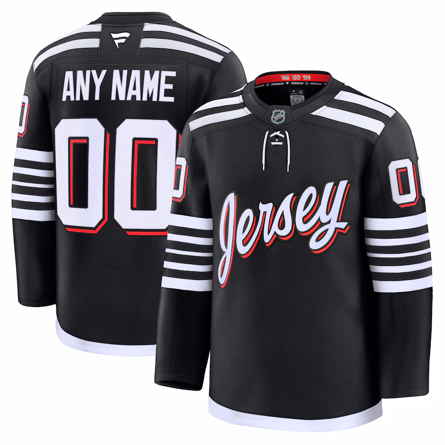 Men's New Jersey Devils Fanatics Black Alternate Premium Custom Jersey - ujerseystore