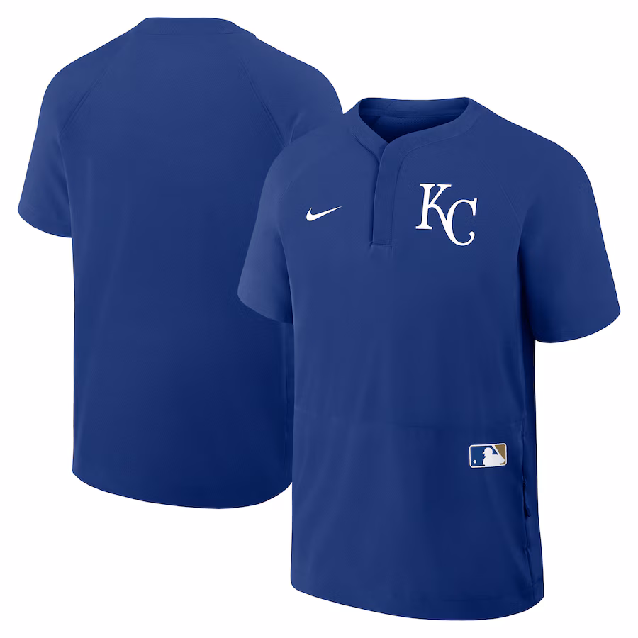 Men's Kansas City Royals Nike Royal Authentic Collection Raglan Short Sleeve Windshirt - ujerseystore