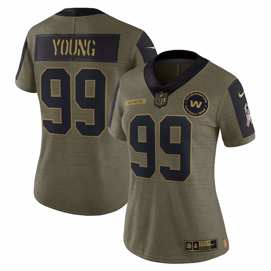 Women's Washington Football Team Chase Young Nike Olive 2021 Salute To Service Limited Player Jersey - ujerseystore