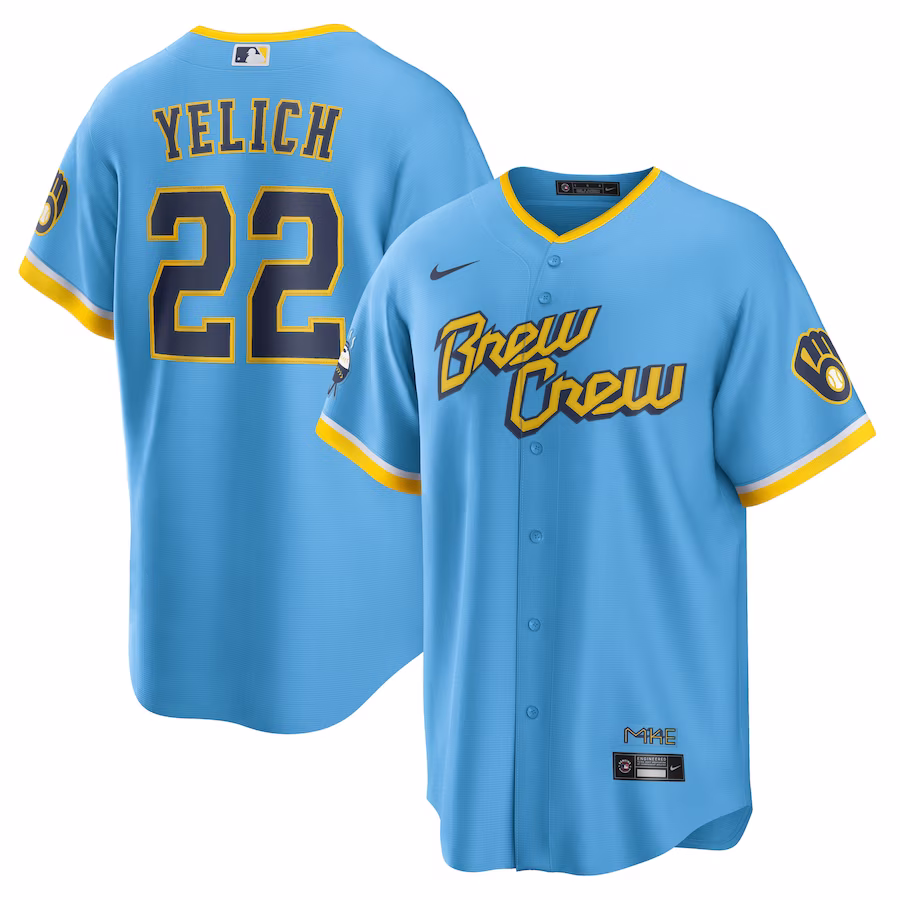 Men's Milwaukee Brewers Christian Yelich Nike Powder Blue City Connect Replica Player Jersey - ujerseystore