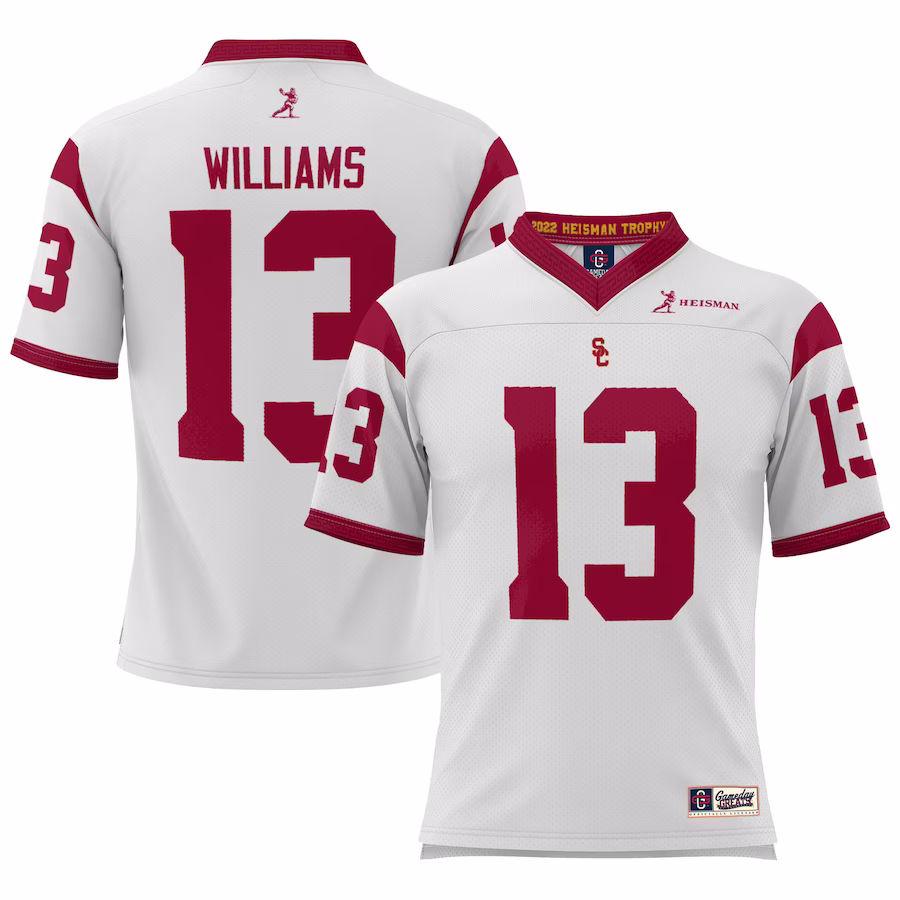 Caleb Williams USC Trojans GameDay Greats Lightweight Heisman Memorial Jersey - White - ujerseystore