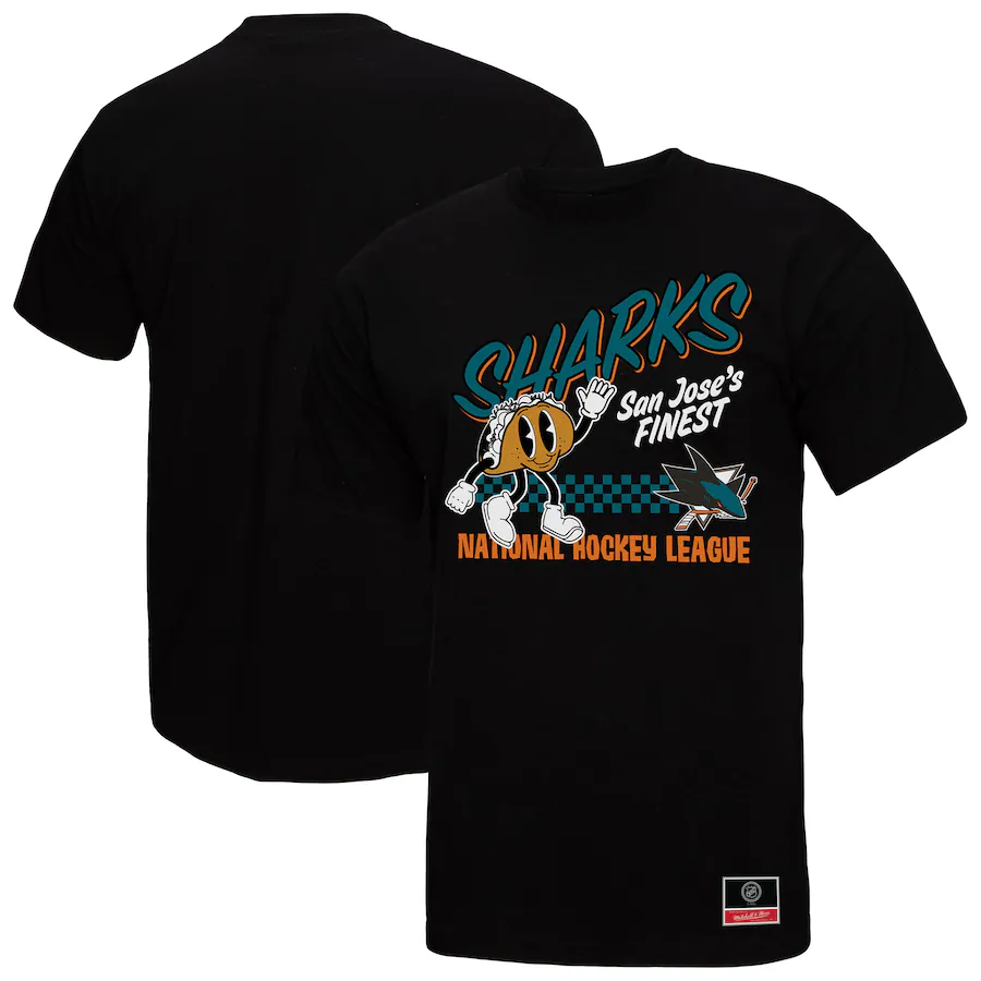 Men's San Jose Sharks Mitchell & Ness Black Local Food T-Shirt - ujerseystore