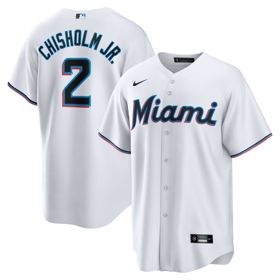 Men's Miami Marlins Jazz Chisholm Jr. Nike White 2024 Home Replica Jersey - ujerseystore