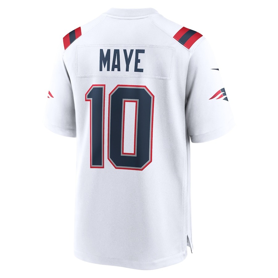 Men's New England Patriots Drake Maye Nike White 2024 NFL Draft First Round Pick Player Game Jersey - ujerseystore