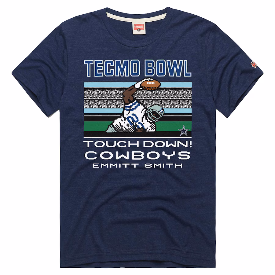 Men's Dallas Cowboys Emmitt Smith Homage Navy Tecmo Bowl Retired Player Graphic Tri-Blend T-Shirt - ujerseystore