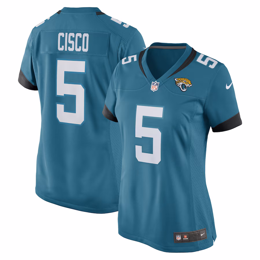 Women's Jacksonville Jaguars Andre Cisco Nike Teal Game Player Jersey - ujerseystore