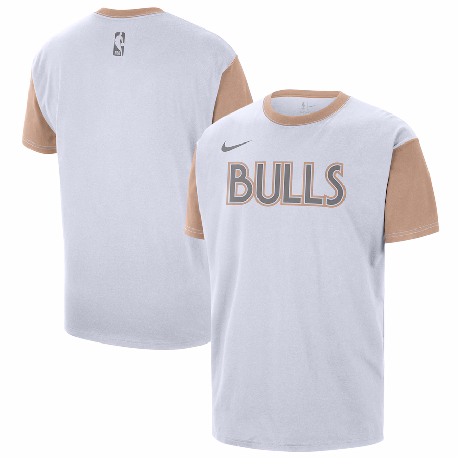 Men's Chicago Bulls Nike White 2024/25 City Edition Courtside Color Block T-Shirt - ujerseystore