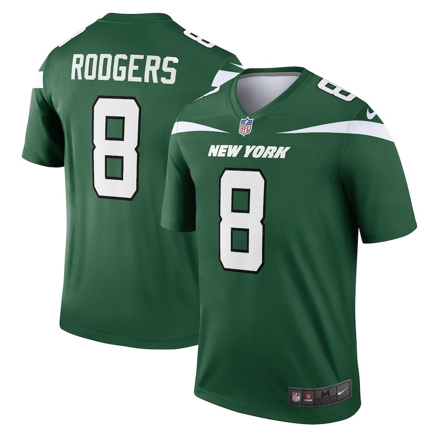 Men's New York Jets Aaron Rodgers Nike Gotham Green Legend Player Jersey - ujerseystore